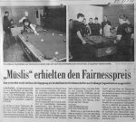 Ehrenpreis für die Müslis - three-4-five Turnier - BZ 31.1.2001