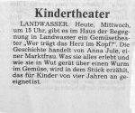 Ankündigung Kindertheater Badische Zeitung 13.11.1991