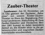 Zaubertheater mit Sebastian Badische Zeitung 22.11.1983
